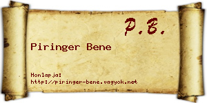 Piringer Bene névjegykártya